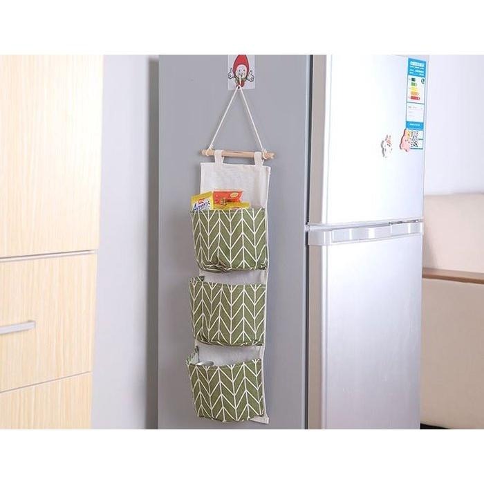 🇹🇼拉拉Lala＇s 收納掛袋多層布藝懸掛式收納袋掛兜棉麻布藝防水儲物門後收納袋-細節圖6