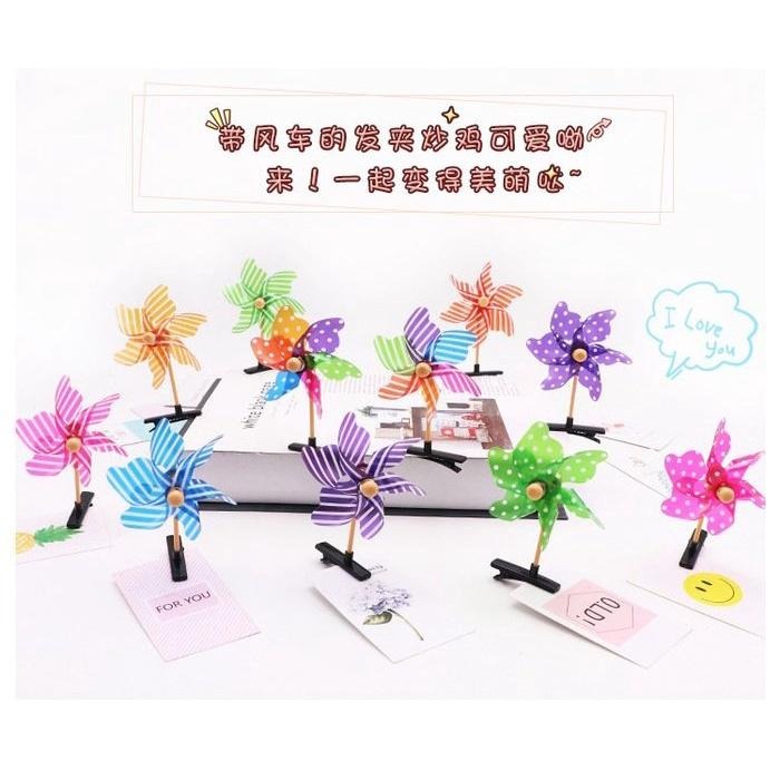 🇹🇼拉拉Lala＇s 新款時尚七彩風車髮夾頭飾賣萌神器小黃雞同款髮夾小風車景區28-1-細節圖2