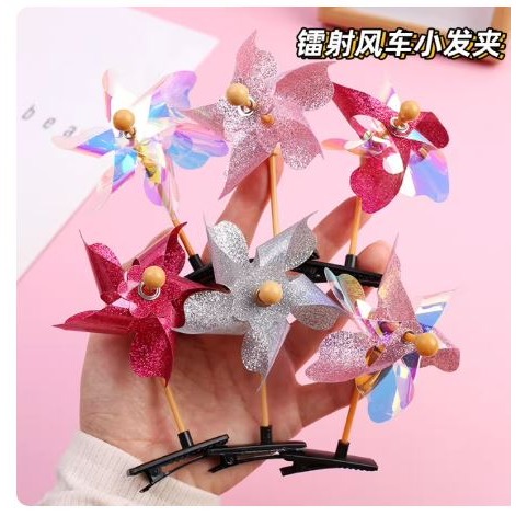 🇹🇼拉拉Lala＇s 新款時尚七彩風車髮夾頭飾賣萌神器小黃雞同款髮夾小風車景區28-1-細節圖9