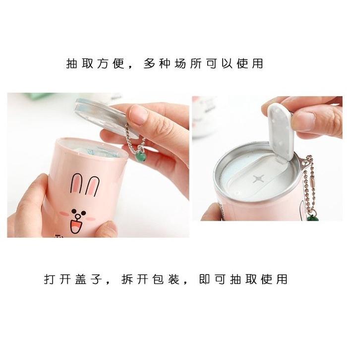 🇹🇼拉拉Lala＇s 便攜卡通罐裝濕紙巾 花香型濕巾 抽桶裝濕巾 車用濕巾-細節圖7