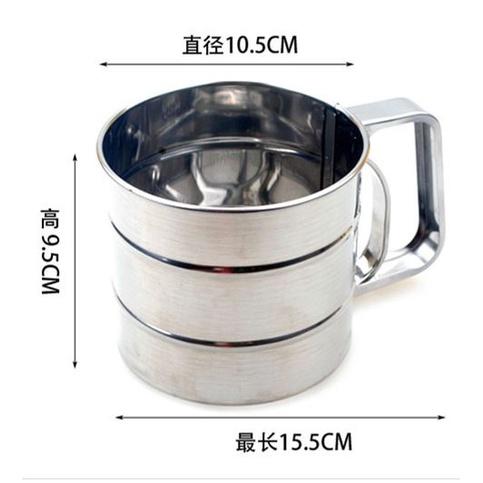 🇹🇼拉拉Lala＇s 不銹鋼麵粉篩網篩 半自動手持式麵粉過濾器打粉器杯式糖粉篩子-細節圖2