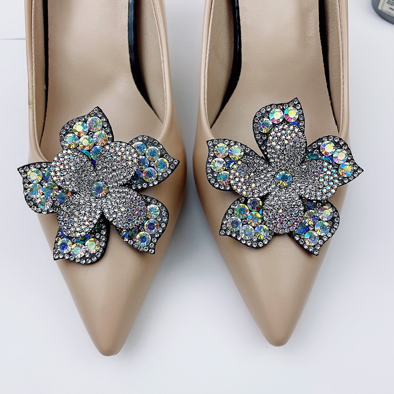 🇹🇼拉拉Lala＇s 跨國水鑽花朵鞋夾扣水晶高跟鞋DIY手工裝飾配件 可拆式皮鞋配件花-細節圖3