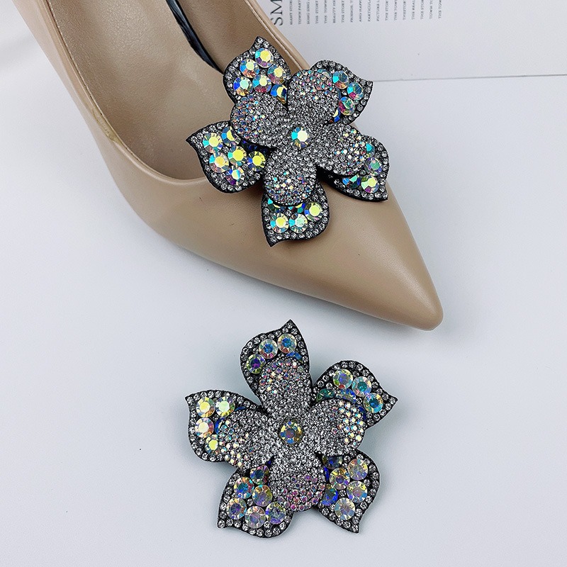 🇹🇼拉拉Lala＇s 跨國水鑽花朵鞋夾扣水晶高跟鞋DIY手工裝飾配件 可拆式皮鞋配件花-細節圖6
