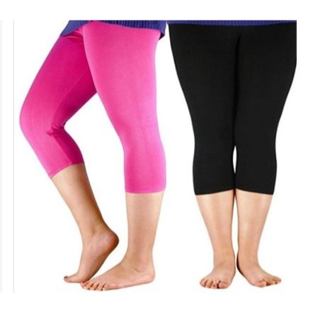 🇹🇼拉拉Lala＇s 大碼夏冰絲牛奶絲黑七分打底褲彈力修身胖薄加大薄款-細節圖2