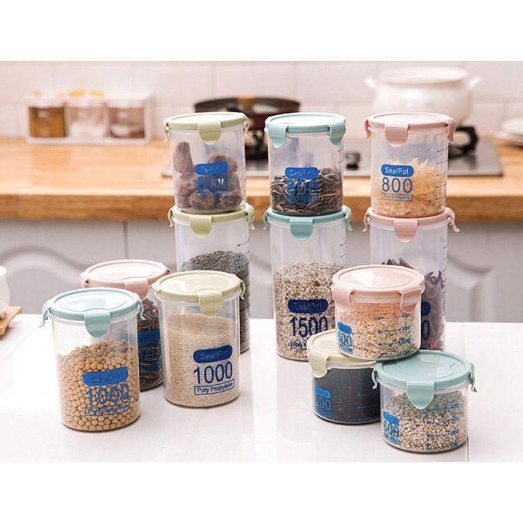 🇹🇼拉拉Lala＇s 透明塑料儲物罐 堅果乾貨防潮密封罐 食物收納盒收納罐雜糧罐-細節圖2