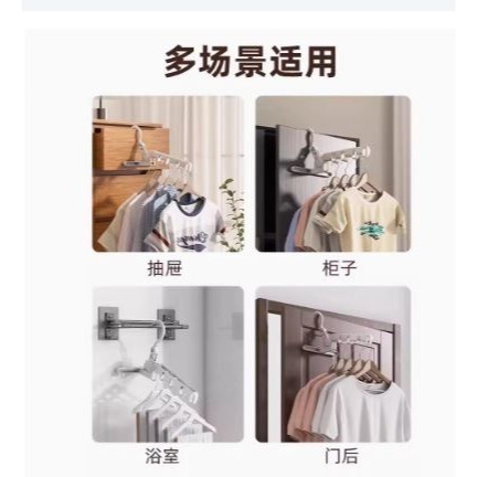 🇹🇼拉拉Lala＇s 五孔折疊衣架 便攜式旅遊出差晾衣架 學生宿舍壁掛5孔衣架掛衣鉤21-1-細節圖7