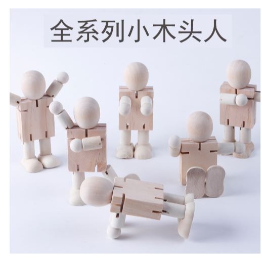 🇹🇼拉拉Lala＇s 繪畫塗鴉木頭人白坯DIY木製機器人人偶關節木偶手工-細節圖3