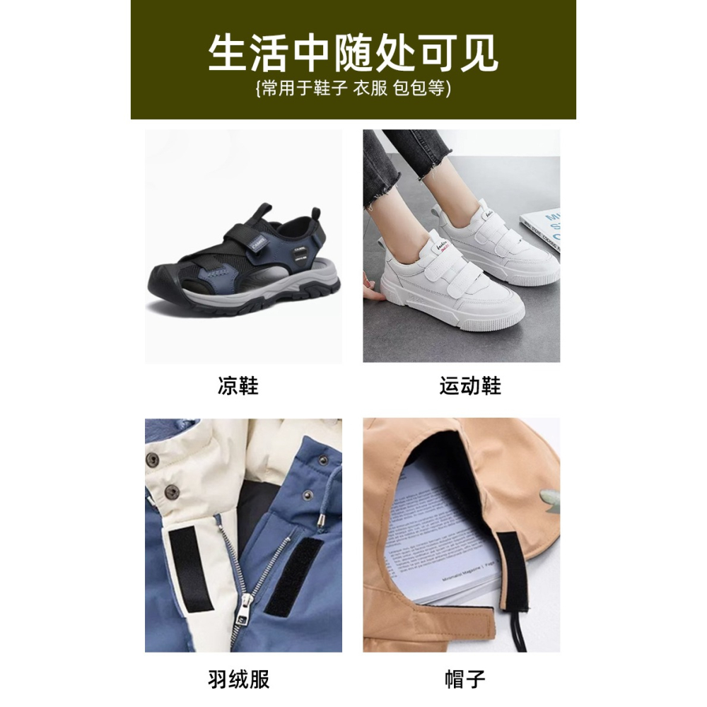 🇹🇼拉拉Lala＇s 鞋子魔鬼氈更換黏扣帶替換涼鞋黏貼條衣服手縫貼片(白色)-細節圖4