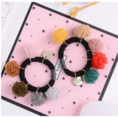 🇹🇼拉拉Lala＇s 毛球發繩ins彩色可愛丸子頭髮圈女學生扎發頭繩親子頭飾品-細節圖2