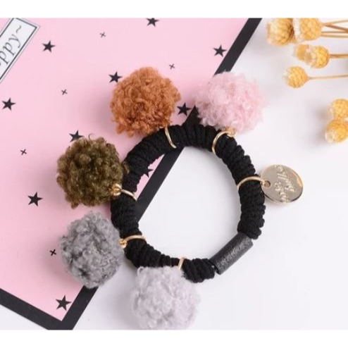 🇹🇼拉拉Lala＇s 毛球發繩ins彩色可愛丸子頭髮圈女學生扎發頭繩親子頭飾品-細節圖5