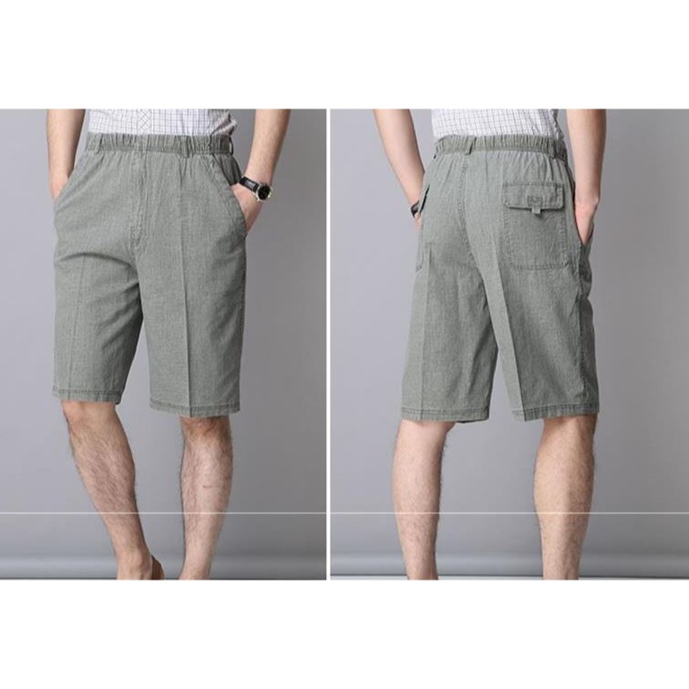 🇹🇼拉拉Lala＇s 男士亞麻短褲夏季薄款加肥大碼爸爸純棉寬鬆中褲中老年五分大褲衩-細節圖5