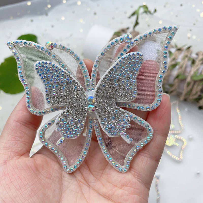 🇹🇼拉拉Lala＇s 網紗水鑽燙鑽蝴蝶結diy手工鞋花鞋輔件 公主鞋 女士皮鞋配件-細節圖2