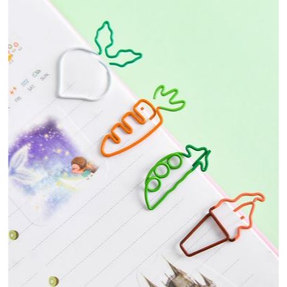 🇹🇼拉拉Lala＇s 可愛卡通胡蘿蔔造型回形針書籤 簡約金屬少女心曲別針學生便簽夾-細節圖2