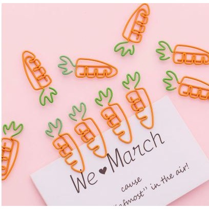 🇹🇼拉拉Lala＇s 可愛卡通胡蘿蔔造型回形針書籤 簡約金屬少女心曲別針學生便簽夾-細節圖3