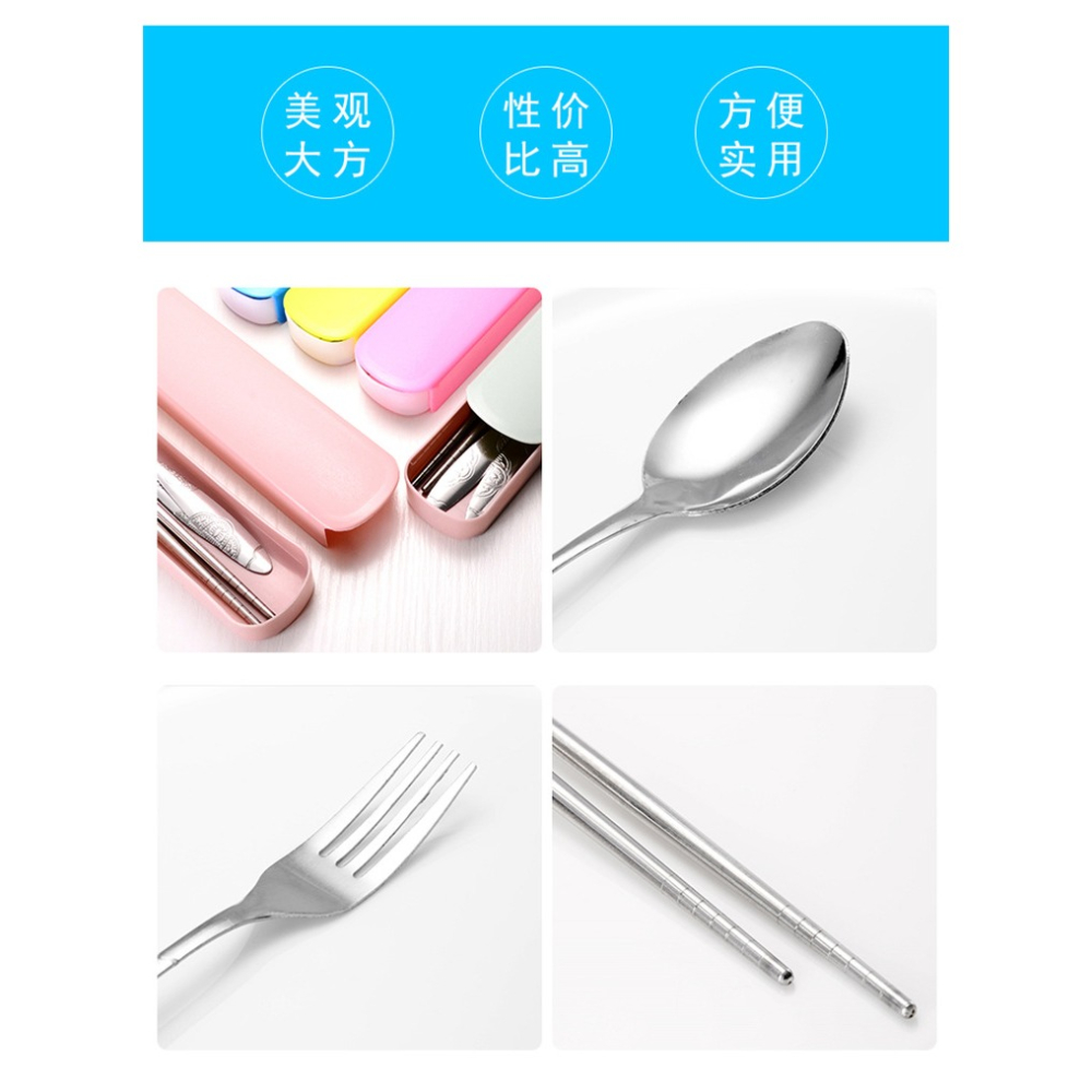 🇹🇼拉拉Lala＇s 不銹鋼餐具組便攜式餐具三件組 小麥秸稈盒裝叉子湯匙筷子禮品-細節圖3