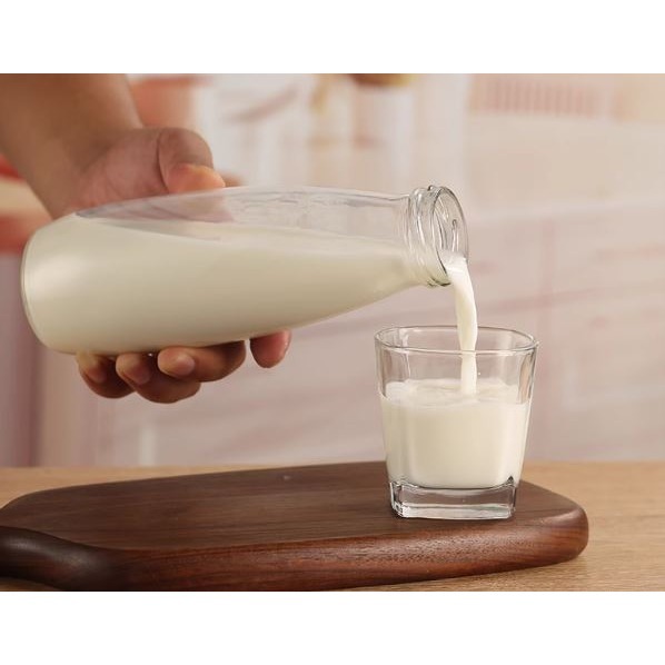 🇹🇼拉拉Lala＇s 加厚玻璃飲料瓶透明果汁瓶鮮奶瓶仙燉飲料空瓶奶茶鐵蓋飲料瓶-細節圖3