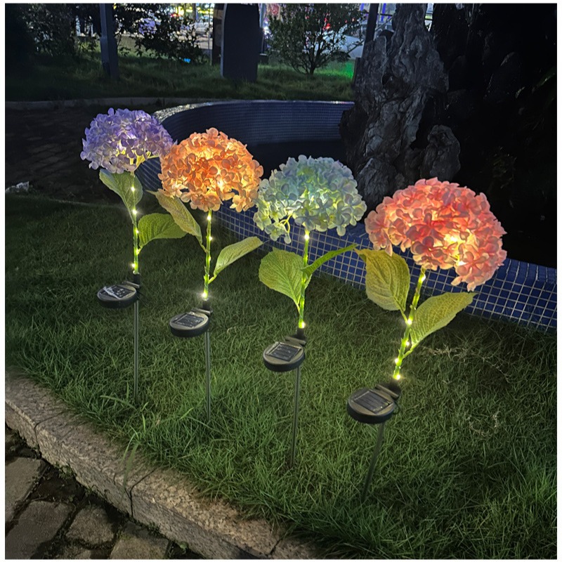 🇹🇼拉拉Lala＇s 光控太陽能燈 太陽能大號繡球花地插燈仿真花戶外防水花園庭院草坪LED-細節圖2