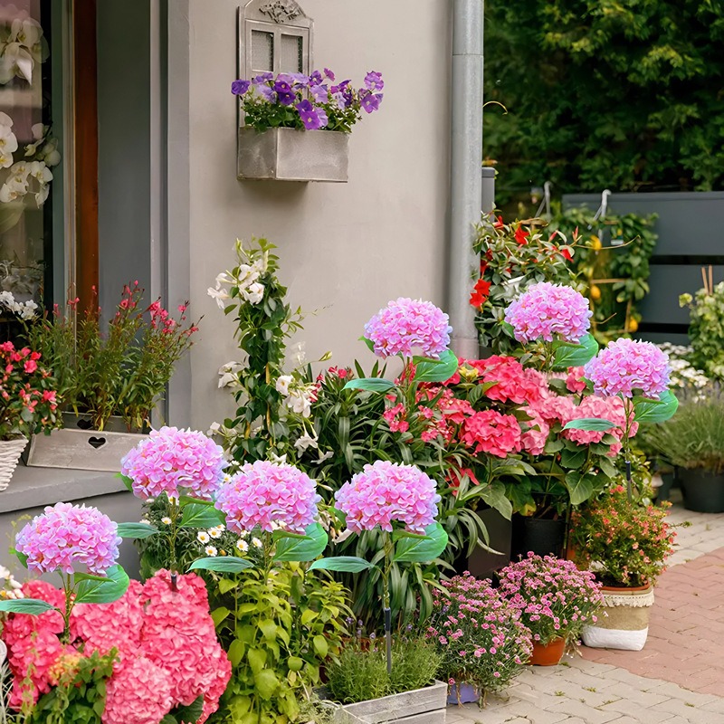🇹🇼拉拉Lala＇s 光控太陽能燈 太陽能大號繡球花地插燈仿真花戶外防水花園庭院草坪LED-細節圖7