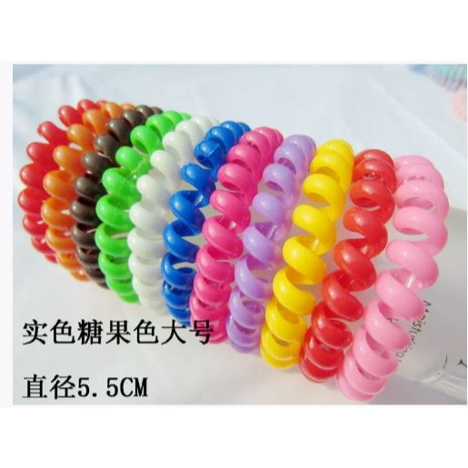 🇹🇼拉拉Lala＇s 電話圈糖果色髮圈發繩加粗黑色/彩色電話線皮筋頭繩4元(大)43-7-細節圖4