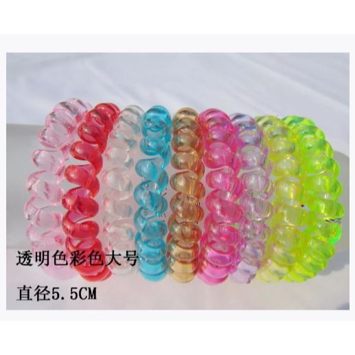 🇹🇼拉拉Lala＇s 電話圈糖果色髮圈發繩加粗黑色/彩色電話線皮筋頭繩4元(大)43-7-細節圖5