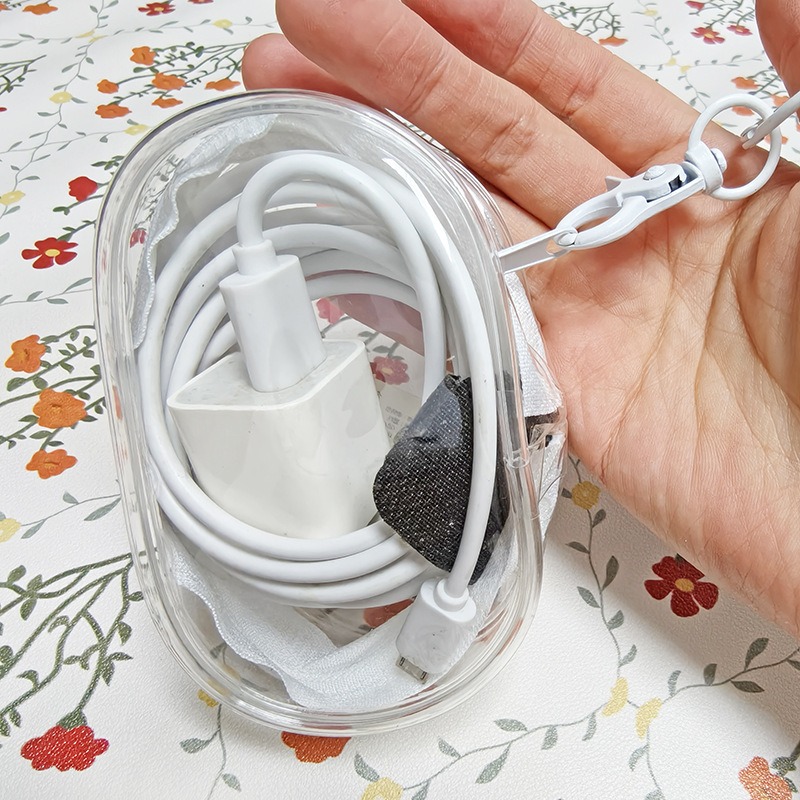 🇹🇼拉拉Lala＇s 數據線充電器收納袋保護套透明便攜收納包外出耳機包充電線收納盒-細節圖3