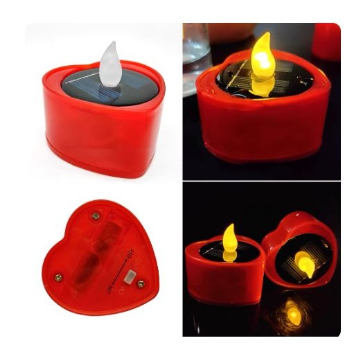 🇹🇼拉拉Lala＇s 光控太陽能蠟燭燈光感可充電戶外婚禮萬聖節心形電子蠟燭燈{03-2}-細節圖3