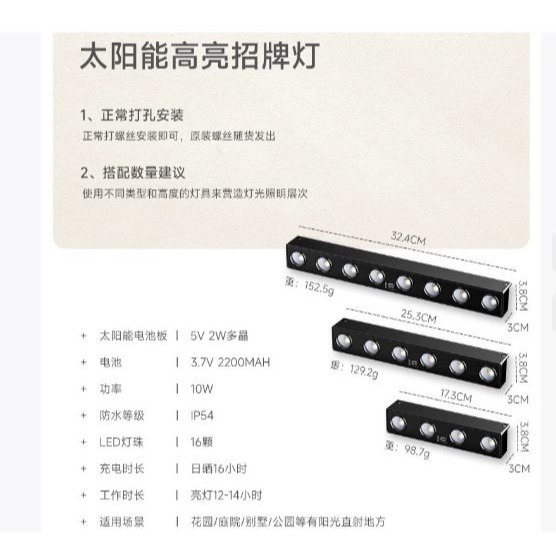 🇹🇼拉拉Lala＇s 光控太陽能燈戶外太陽能庭院燈暖光白光家用壁燈店招牌打光氛圍牆燈帶[07-4]-細節圖3