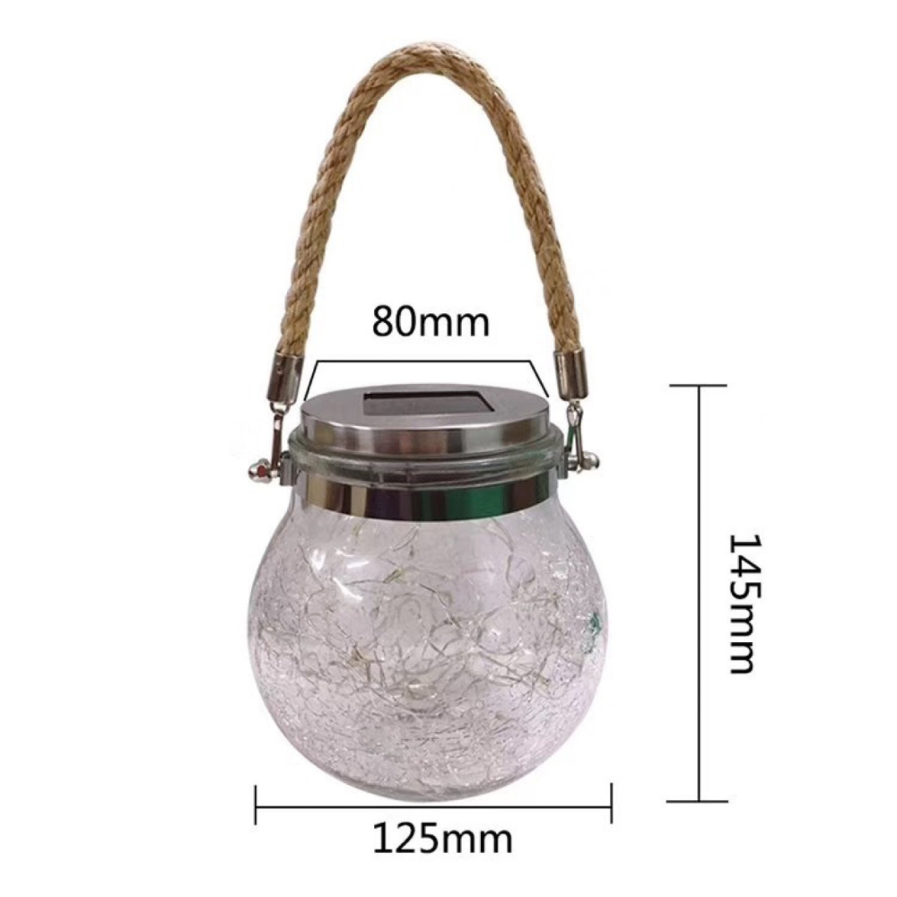 🇹🇼拉拉Lala＇s 光控太陽能燈 30LED防水太陽能庭院燈別墅花園法式裝飾裂紋玻璃掛燈景觀佈置[03-3]-細節圖2