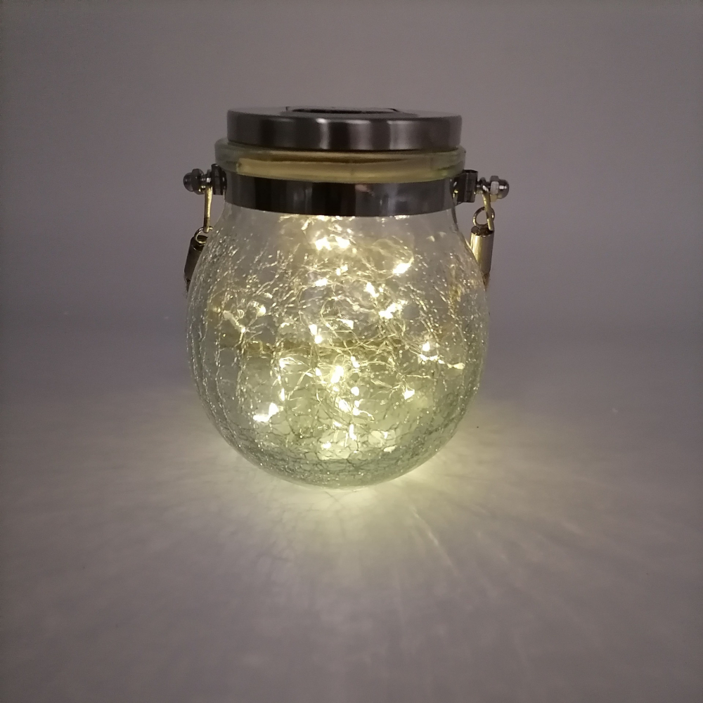 🇹🇼拉拉Lala＇s 光控太陽能燈 30LED防水太陽能庭院燈別墅花園法式裝飾裂紋玻璃掛燈景觀佈置[03-3]-細節圖3