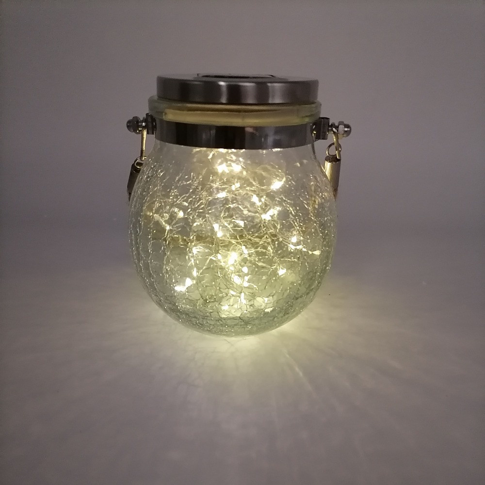 🇹🇼拉拉Lala＇s 光控太陽能燈 30LED防水太陽能庭院燈別墅花園法式裝飾裂紋玻璃掛燈景觀佈置[03-3]-規格圖5