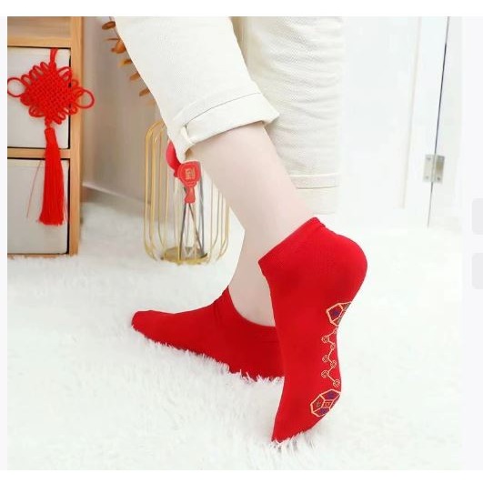 🇹🇼拉拉Lala＇s 七星連珠紅襪襪子棉腳踏七星襪紅色旺開運襪本命年新年襪短襪隱形襪10-4-規格圖5