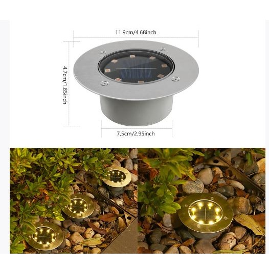 🇹🇼拉拉Lala＇s 光控太陽能燈 不鏽鋼+鑄鋁8LED 太陽能地埋燈 埋地燈草坪燈地板燈[02-3]-規格圖8