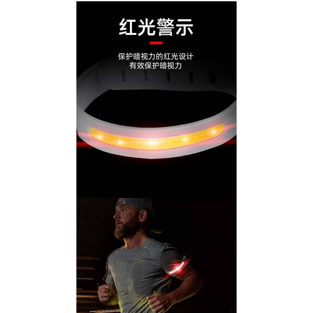 🇹🇼拉拉Lala＇s  COB夜跑騎行手電筒強光戶外充電超輕迷你手腕燈安全跑步背包燈[013-3]-細節圖6