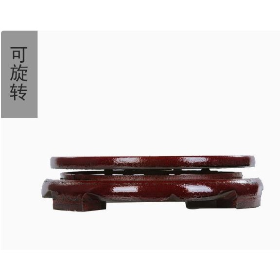 🇹🇼拉拉Lala＇s 可旋轉仿實木木質圓形底座 花盆魚缸工藝品實木擺件花瓶酒瓶奇石14cm-細節圖8