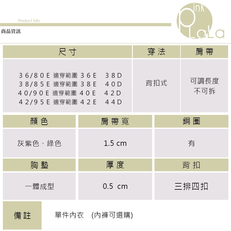 粉紅拉拉 網紗情迷 鋼圈內衣 DE罩杯 大尺碼內衣 大罩杯 集中包覆 雙膠條穩定包覆 內衣褲【PT1856無褲】-細節圖9