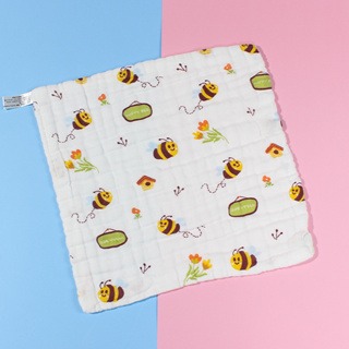 六層紗純棉泡泡紗布巾 25*25cm 掛繩擦手巾 嬰幼兒紗布巾-規格圖3