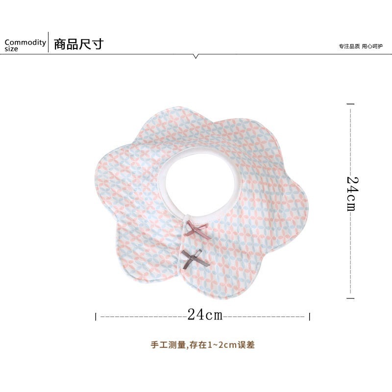 圍兜兜 花朵口水巾 純棉三層防水圍兜兜 360度旋轉花瓣圍兜-細節圖5