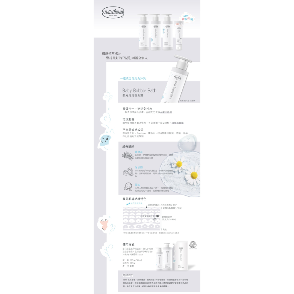 貝恩 Baan 嬰兒泡泡香浴露（200ml） 泡泡浴露 4711041042275-細節圖2
