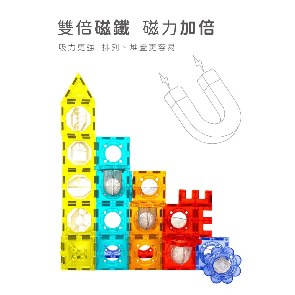 小牛津 動物樂園滾珠磁力片 104pcs(滾珠軌道/造型磁力片/動物造景玩具) 63413-細節圖2