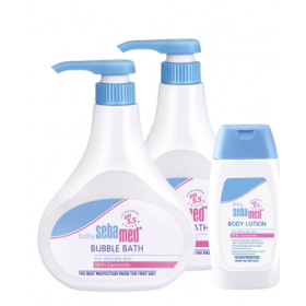 施巴Sebamed 5.5 嬰兒泡泡浴露500mlx2 贈嬰兒潤膚乳液100ml 有附提袋喔!! 10112