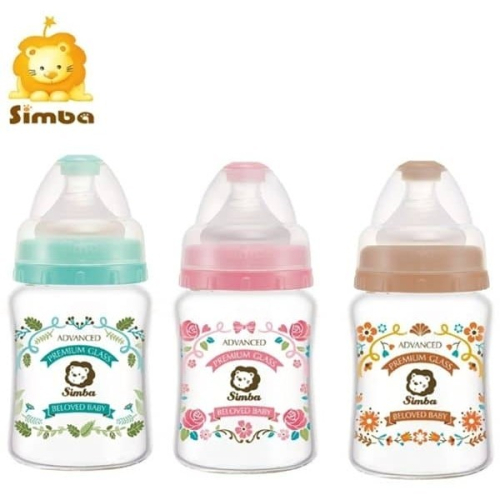 小獅王辛巴Simba 蘿蔓晶鑽寬口葫蘆玻璃小奶瓶寬口徑玻璃奶瓶-180ml 寬口奶瓶 *顏色隨機，恕不挑色