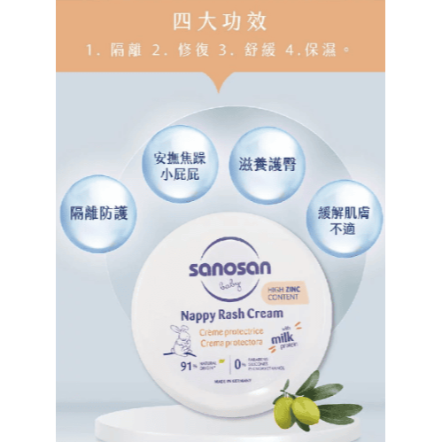 德國 珊諾 baby極潤全效修護膏 護膚膏 屁屁膏(150ml) 11463-細節圖2