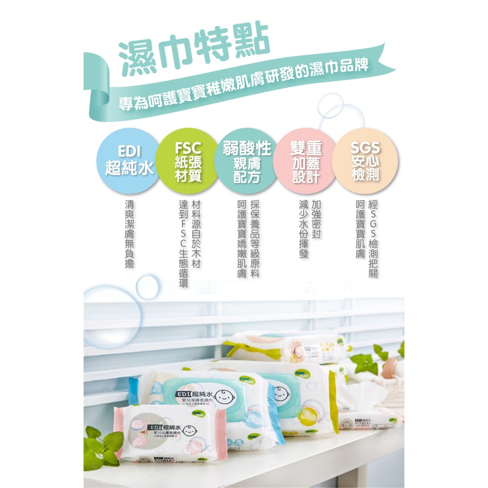 (新款)Nac Nac超純水潔膚柔濕巾 濕紙巾 80抽 1串3包入27096-細節圖3