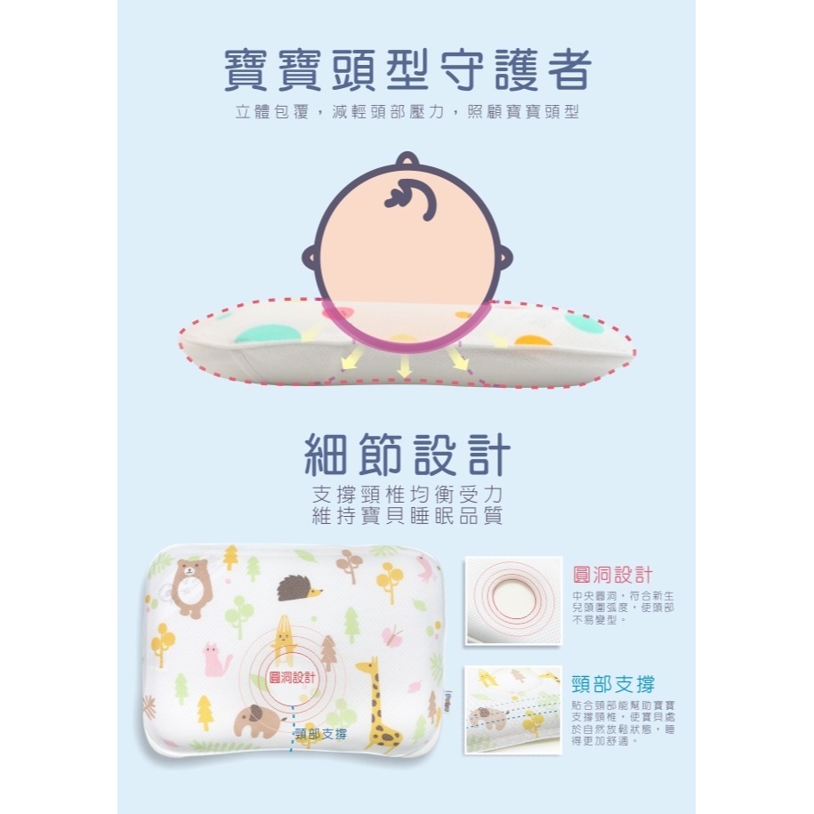 PUKU藍色企鵝 Air護頭型3D嬰兒枕  車車樂園 枕頭 護頭 P33149-細節圖8