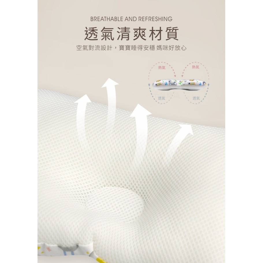 PUKU藍色企鵝 Breeze透氣雲朵枕 動物家(粉色) P33139-細節圖2