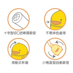 黃色小鴨 PiYO PiYO自動吸管PP滑蓋水壺350cc GT-83508-細節圖3