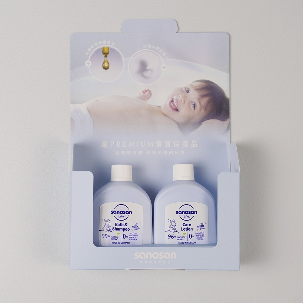 德國珊諾 sanosan baby re:mind極潤保養體驗旅行組(洗髮沐浴露50ml+乳液50ml)-細節圖2