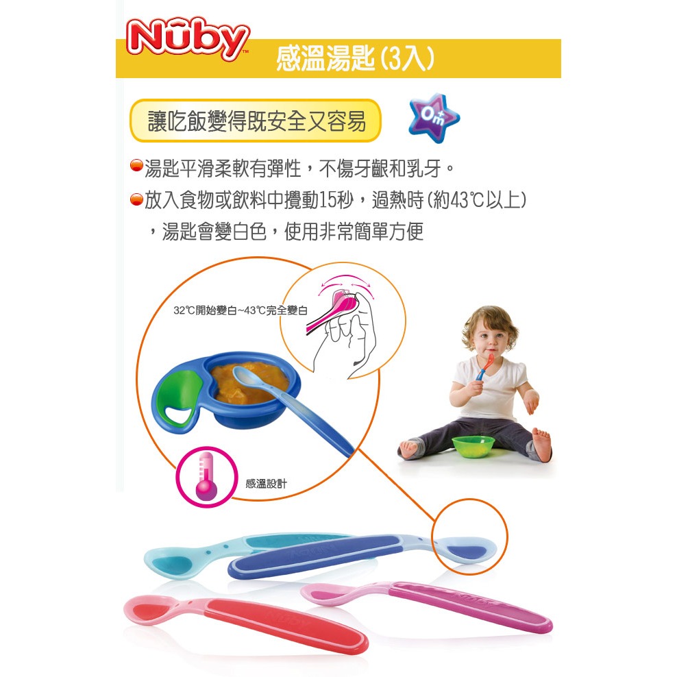 Nuby 感溫湯匙(3入/組) 學習餐具 學習湯匙 湯匙 05235 感溫湯匙-細節圖3