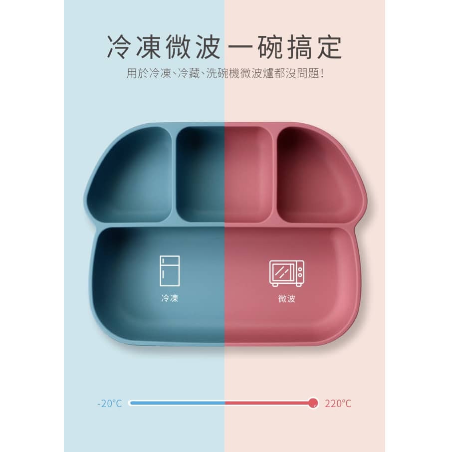 PUKU藍色企鵝 鉑金矽膠附蓋吸盤分隔餐盤(奶油司康)P14342-細節圖6