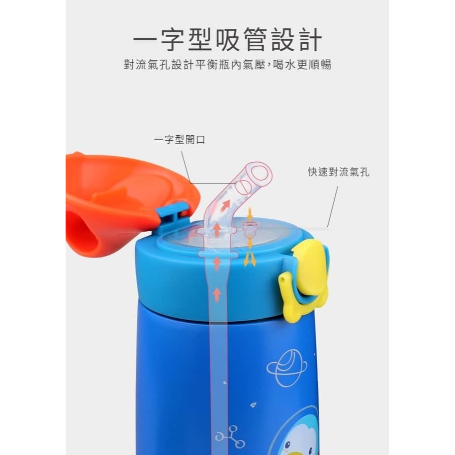 PUKU 藍色企鵝 Dreamer不鏽鋼吸管保溫水壺(附直飲蓋) 藍色-細節圖7